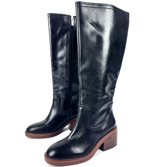 Vince Camuto Vuliann all Boots Knee high Black Leather 8M - Picture 1 of 14